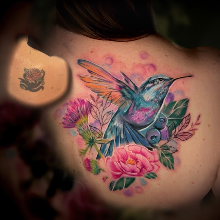 Cover-up – Kolibri vorher/nachher