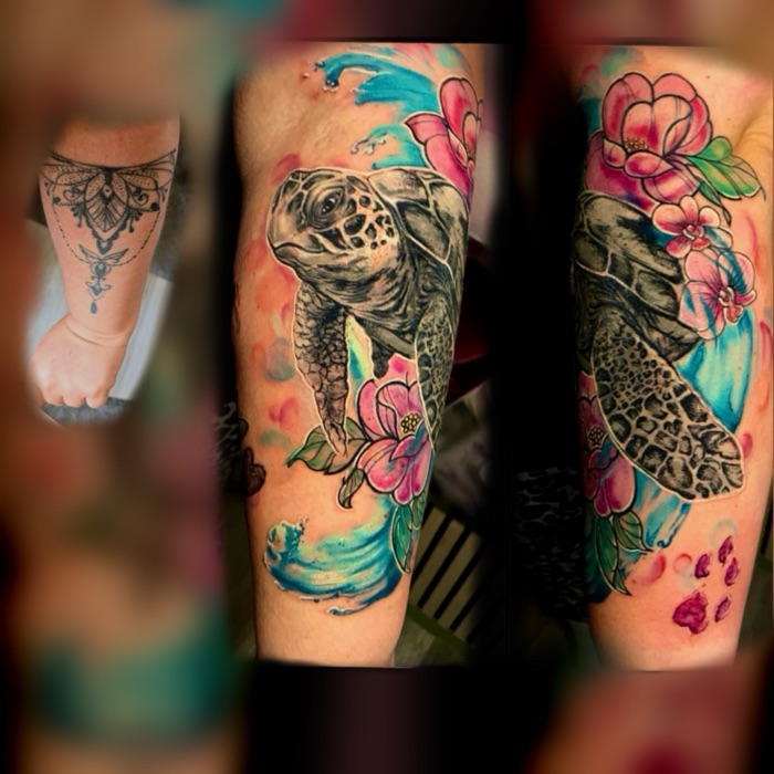 Cover-up – Schildkröte vorher/nachher